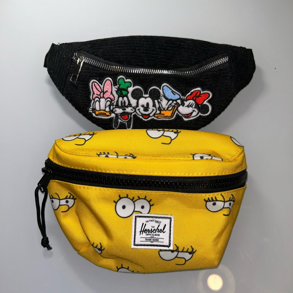 Herschel x Simpsons Yellow Waist Bag โ Black Disney Embroidered Waist Bag - NWOT - Picture 5 of 7